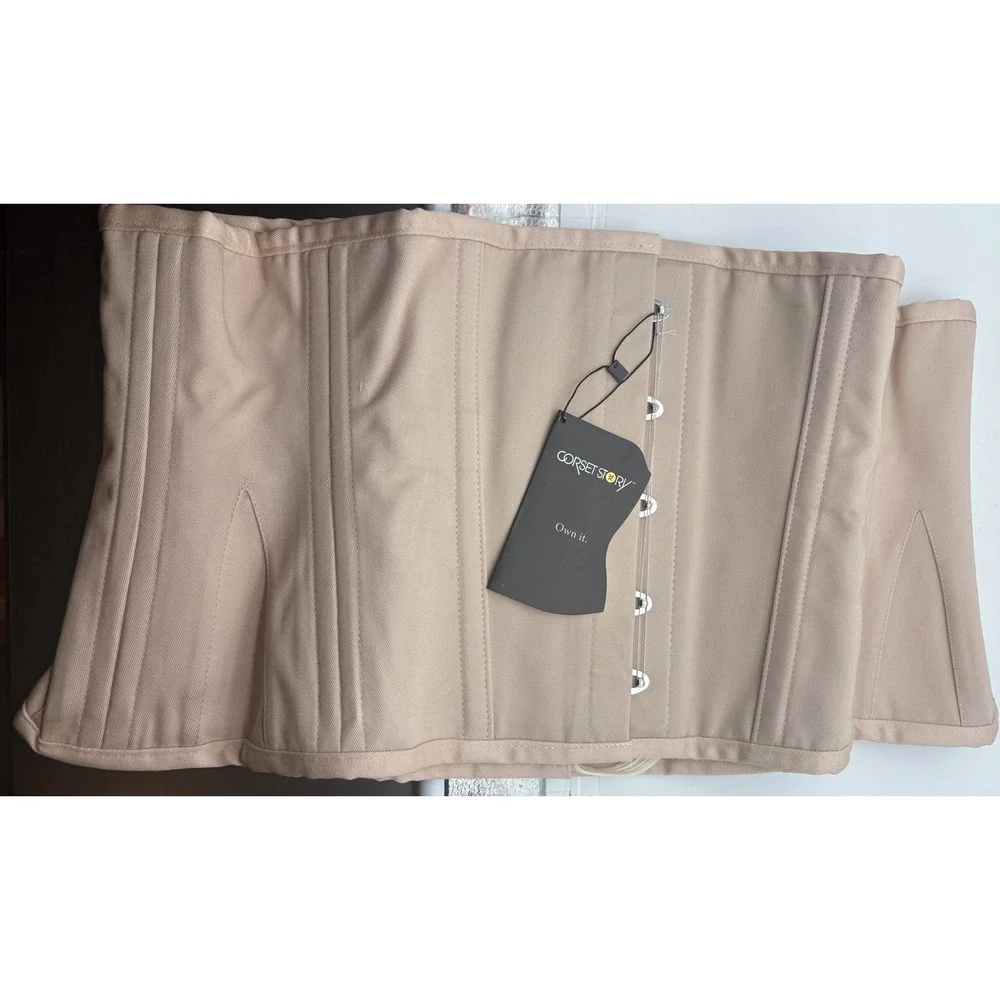 NWT Corset Story Beige Cotton Twill Classic Overbust Waist Trainer Hip W42(US22)